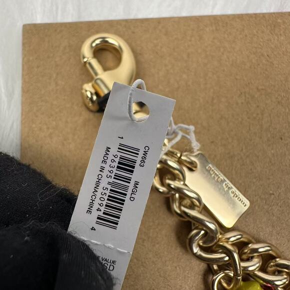 Coach Gold Swagger Chain with Charms, Cherry Strawberry Bow Heart CW663 NWT - Picture 5 of 10
